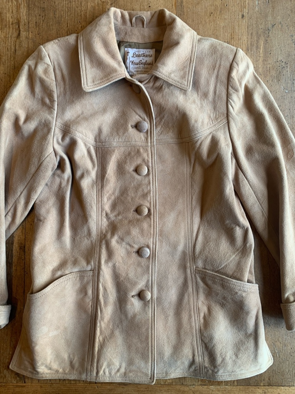 Vintage Tan Suede Button-Front Jacket